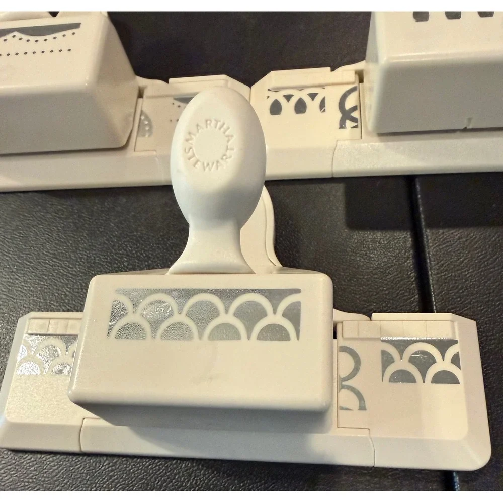 Martha Stewart Edge Paper Punch Set Cream Scallop Eyelet Lace 3pc Scrapbook Art